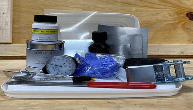 FIXOKiT kit components laid out on a bench