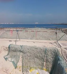 Excavation works at a coastal site