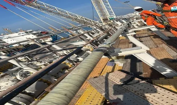 Non-metallic pipe installed on a pipe rack
