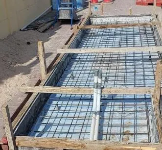 Reinforcement prepared for a concrete pour