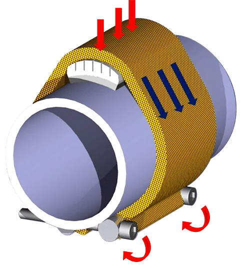 3D render of a STOPKiT strap fitted on a pipe
