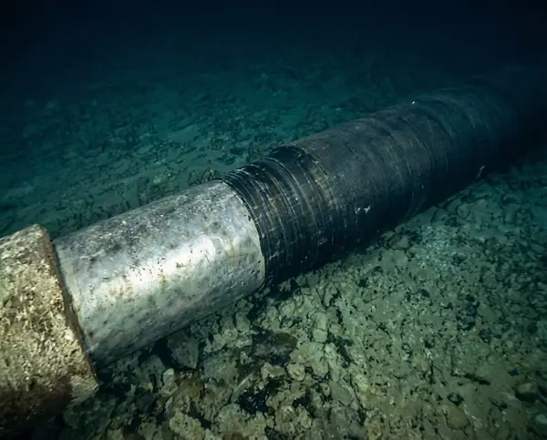 Subsea pipeline with a sleeve fitted