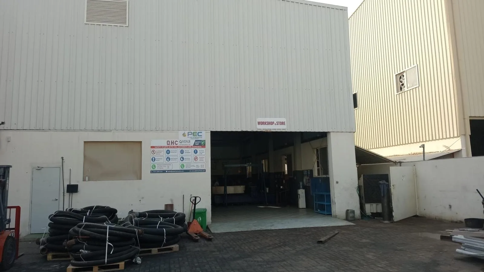 Workshop building and yard